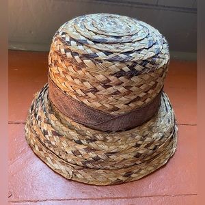 Liz Claiborne Brown Straw Sun Garden Boat Hat Brim Hat 90s y2k